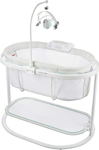 Fisher-Price Baby Bedside Sleeper Soothing Motions Bassinet with Lights Music…