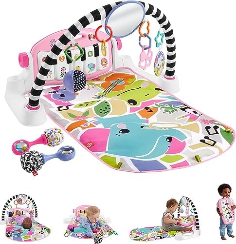 Fisher-Price Baby Musical Toy Set Glow and Grow Kick & Play Piano Gym Pink…