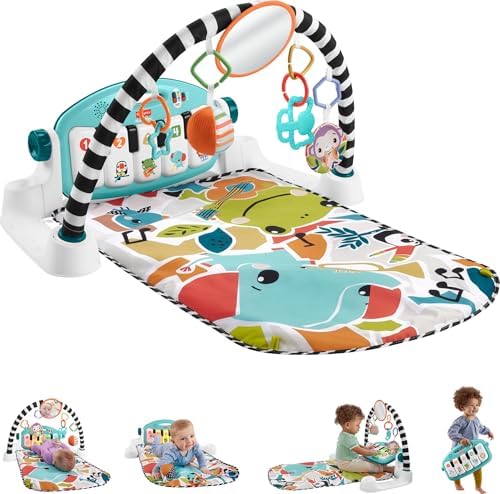 Fisher-Price Baby Playmat Glow and Grow Kick & Play Piano Gym, Blue Musical…