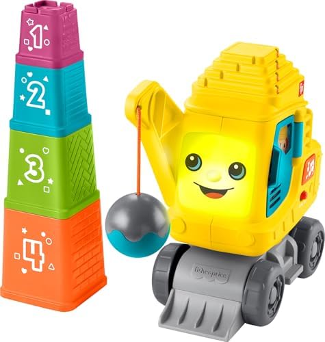 Fisher-Price Baby & Toddler Learning Toy Count & Stack Crane with Blocks,…