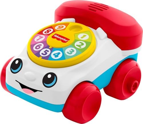 Fisher-Price Baby Toy Chatter Telephone, Mini 3-Inch Vehicle Push-Along with…