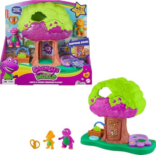 Barney World Preschool Toy Lights & Sounds Treehouse Playset with Figures for…