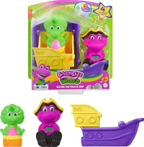 Barney World Toddler Toys, Water Fun Pirate Ship, 4-Piece Set for Water Play…