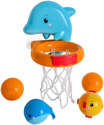Fisher-Price™ Dolphin Dunk Bath Set, 5-Piece Baby Bath Toy with Dolphin…