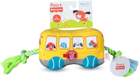 Fisher Price School Bus Rope Dog Toy | Durable rope construction, plush…