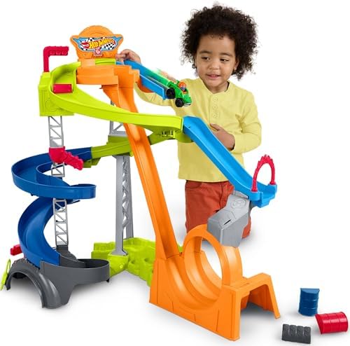 Fisher-Price Little People Hot Wheels Spiral Stunt Speedway Toy | Race Track…