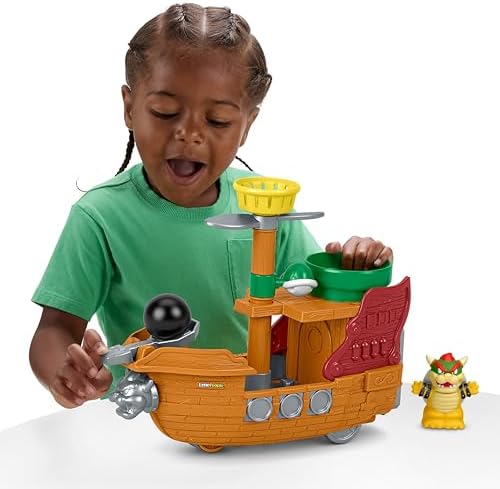 Fisher-Price Little People Toddler Toy My Mario Bowser’s Airship Playset with…