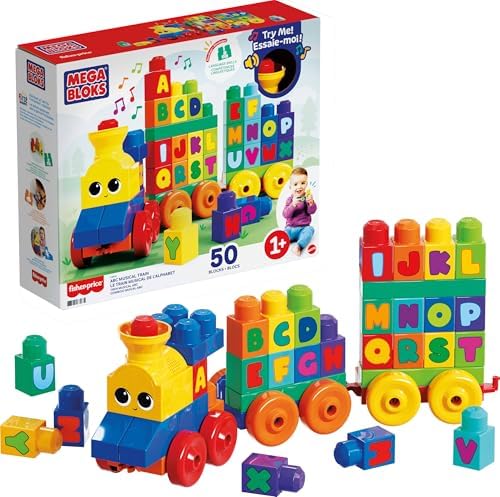 MEGA BLOKS First Builders Toddler Building Blocks Toy Set, ABC Musical Train…
