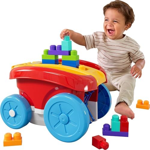 MEGA BLOKS First Builders Toddler Building Toy, Block Scooping Pull Wagon…