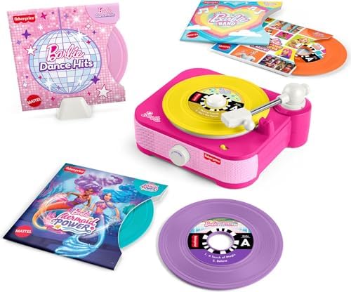 Fisher-Price Musical Toy Barbie Record Player with 5 Records & Display Rack…