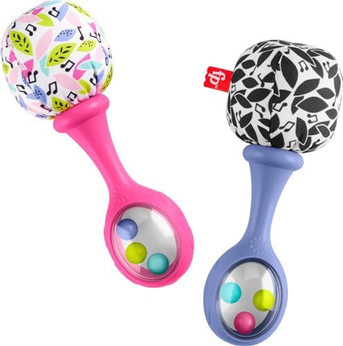 Fisher-Price Newborn Toys Rattle ‘n Rock Maracas, 2 Soft Musical Instruments…