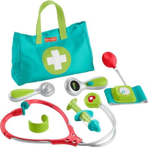 Fisher-Price Preschool Pretend Play Medical Kit 7-Piece Doctor Bag Dress Up…