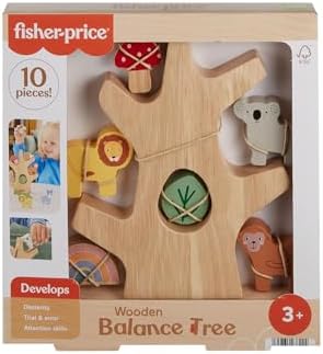 Fisher-Price Preschool Toy Wooden Balance Tree, 10 Wood Pieces for Stacking…