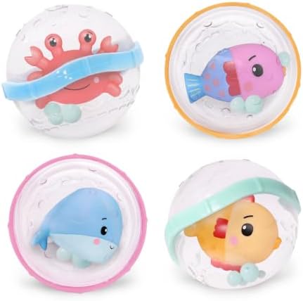 Fisher-Price™ Sensory Rattle Set, 4-Piece Baby Bath & Activity Toy Balls with…