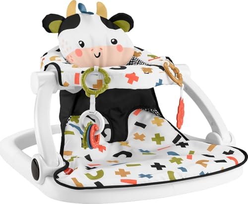 Fisher-Price Sit-Me-Up Floor Seat, Cute Cow Theme | Portable Baby Chair,…