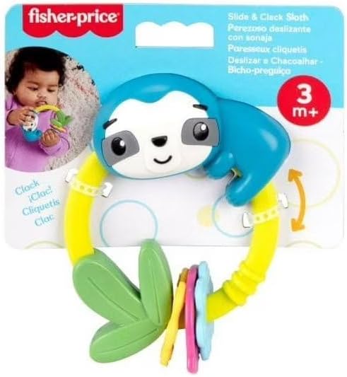 Fisher-Price Slide & Clack Sloth Baby Teether Toy Sensory Activity