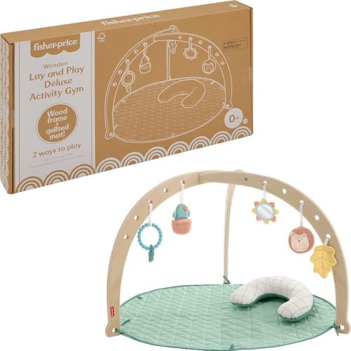Fisher-Price Wood Baby Playmat Lay & Play Deluxe Activity Gym with Wooden…