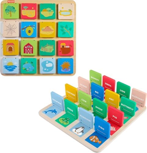 Fisher-Price Wood Lift & Reveal Board Learning Toy | Wooden Busy Activity,…