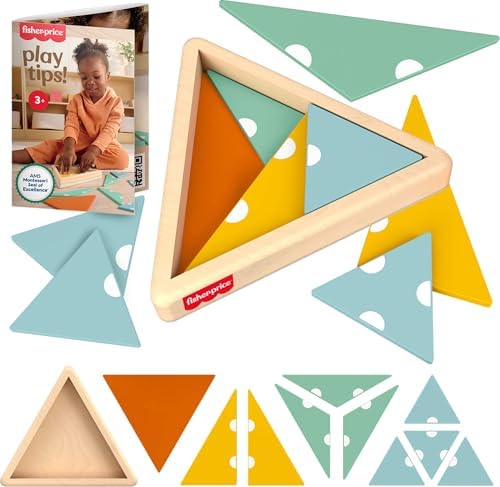 Fisher-Price Wood Montessori Triangle Puzzle Learning Activity, Ages 3+