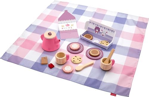 Fisher-Price Wood Picnic Tea Set Preschool Toy | 18-Piece Playset, Fabric…