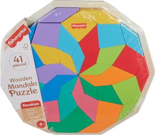 Fisher-Price Wood Preschool Toy Mandala Puzzle with Geometric Design, 41…