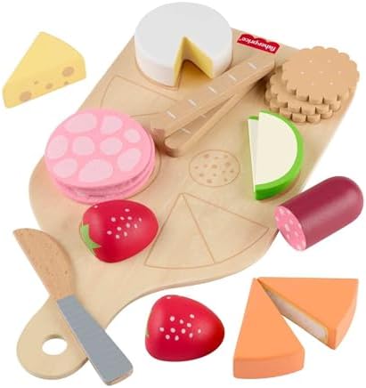 Fisher-Price Wood Pretend Play Toy Charcuterie Board Set, 19-Piece Playset…